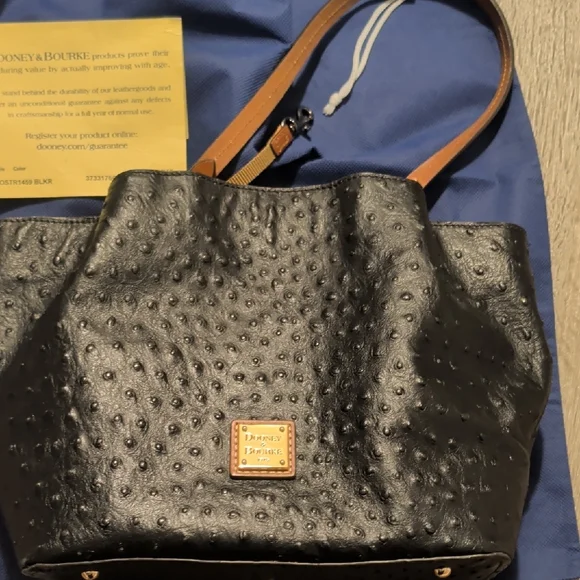 Dooney & Bourke Black and Red Leather Tote - Picture 2 of 6